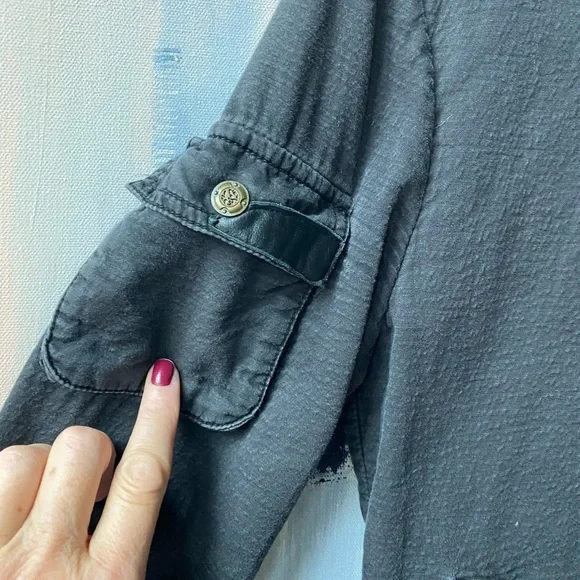 🚫SOLD OUT🚫 MÜR MÜR Charcoal Hooded Utility Jacket Military Style Casual Crop S - Picture 5 of 11